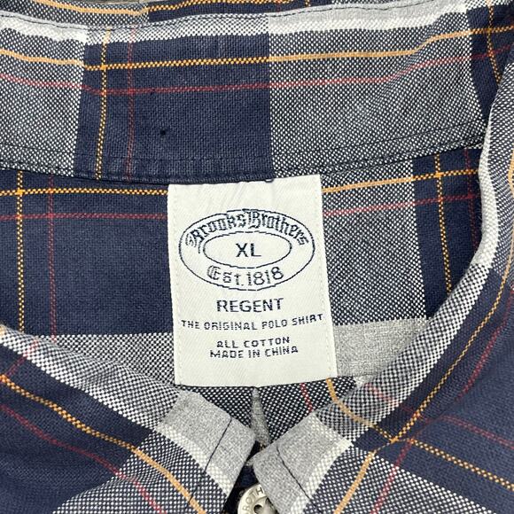 Brooks Brothers 1818 Regent Blue Gray Mens XL Buffalo Plaid Button Down Shirt‎ - Picture 6 of 8
